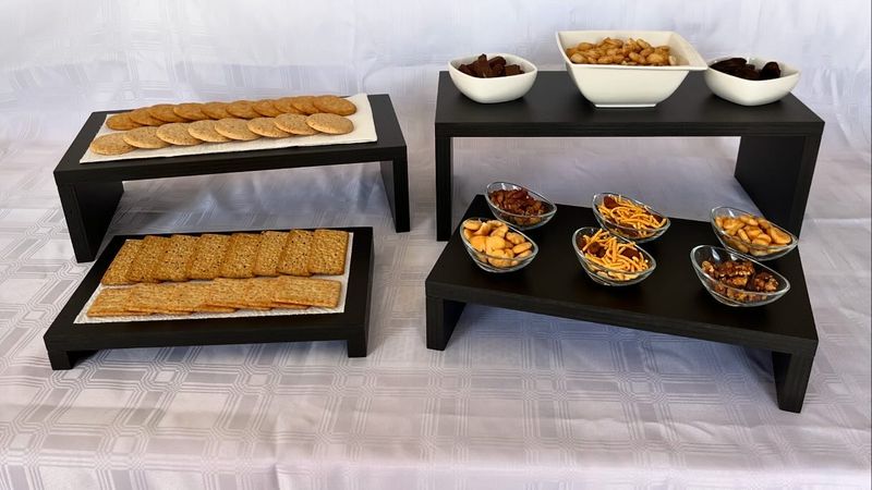 4 Piece Easy Store Buffet Riser Set Details in Description