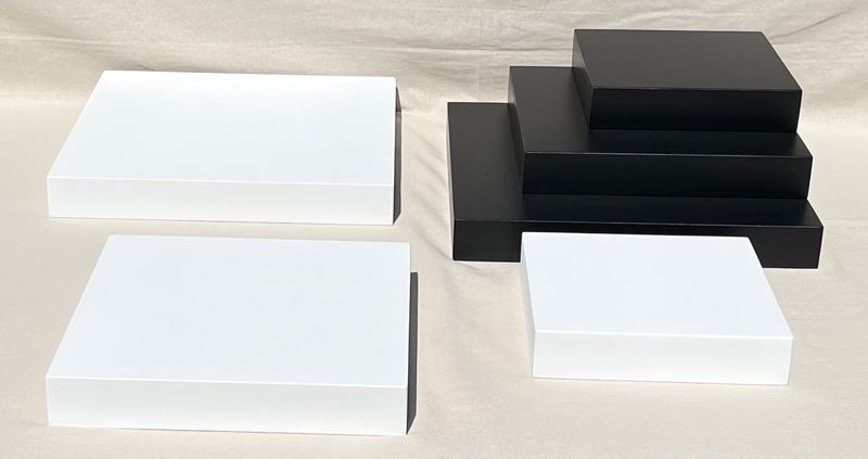6 Piece Custom Black and White Table Riser Set Details in Description