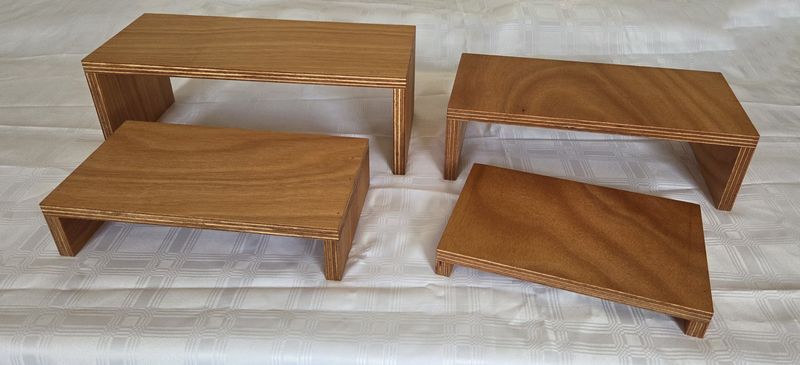 4 Piece Stained Finish Buffet Riser Set Details in Description