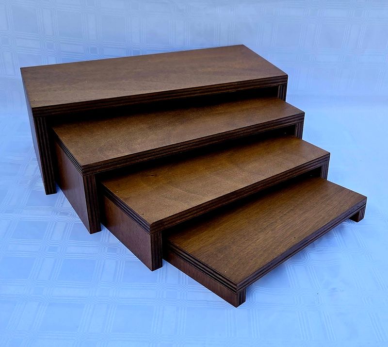 4 Piece Dark Stained Buffet Riser Set Details in Description