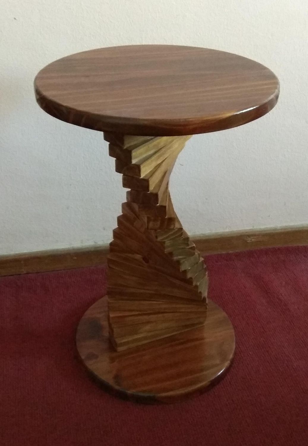 Wooden Spiral Side Table.  Details in Description