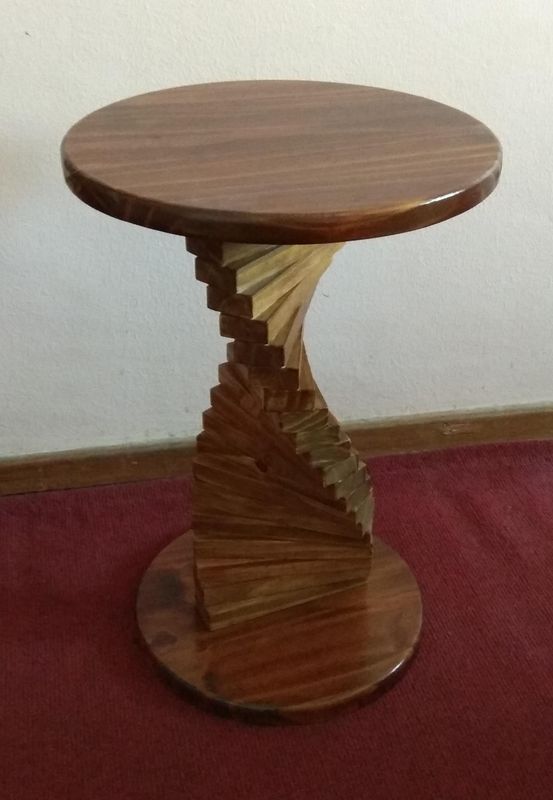 Wooden Spiral Side Table.  Details in Description