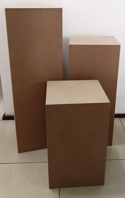 3 Piece Unpainted Wooden Plinth Set