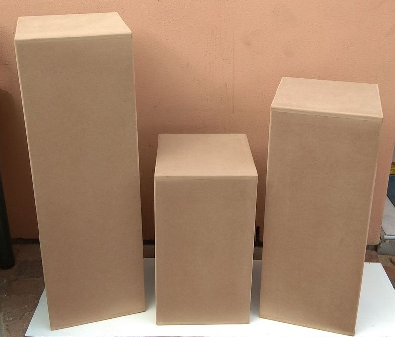 3 Piece Unpainted Wooden Plinth Set