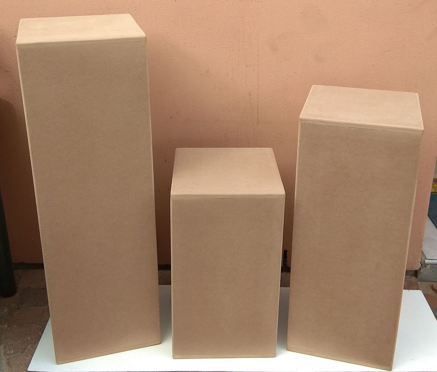 3 Piece Unpainted Wooden Plinth Set