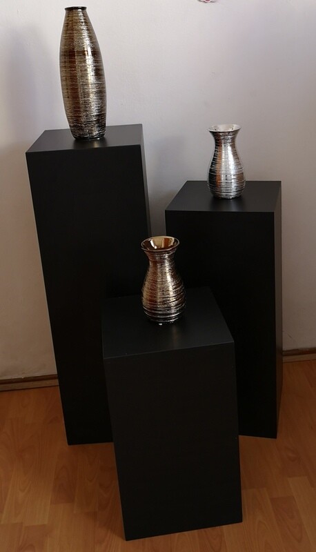 3 Piece Black Wooden Plinth Set. Details in Description