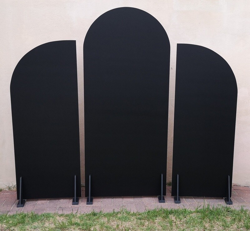 3 Piece Black Wood Curved Arch Backdrop Set Details in Description