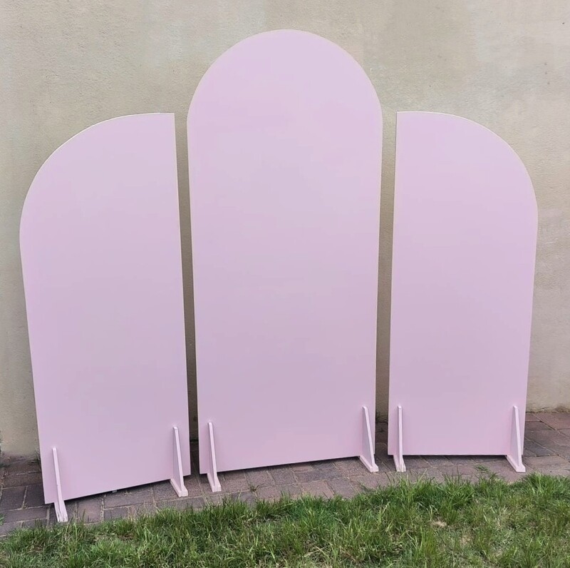 3 Piece Pink Wood Curved Backdrop Set  Details in Description