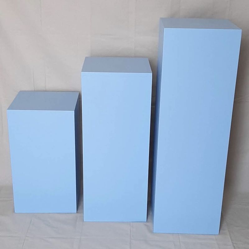 3 Piece Wooden Blue Plinth Set. Details in Description.