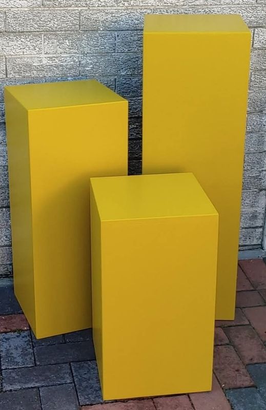 3 Piece Wooden Yellow Plinth Set. Details in Description.