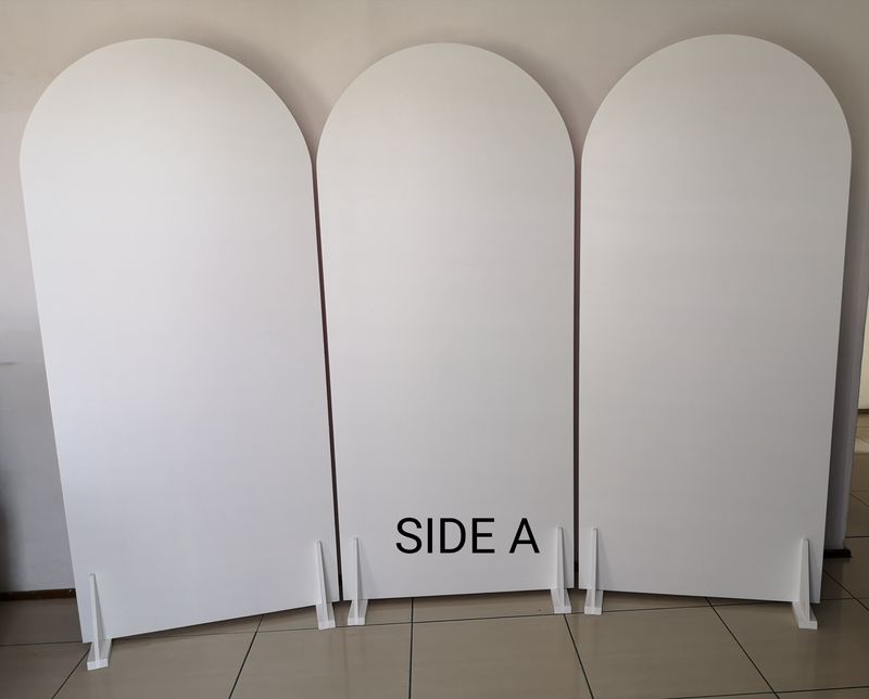 3 Piece White &amp; Pink Reversible Arch Backdrop Set. Details in Description