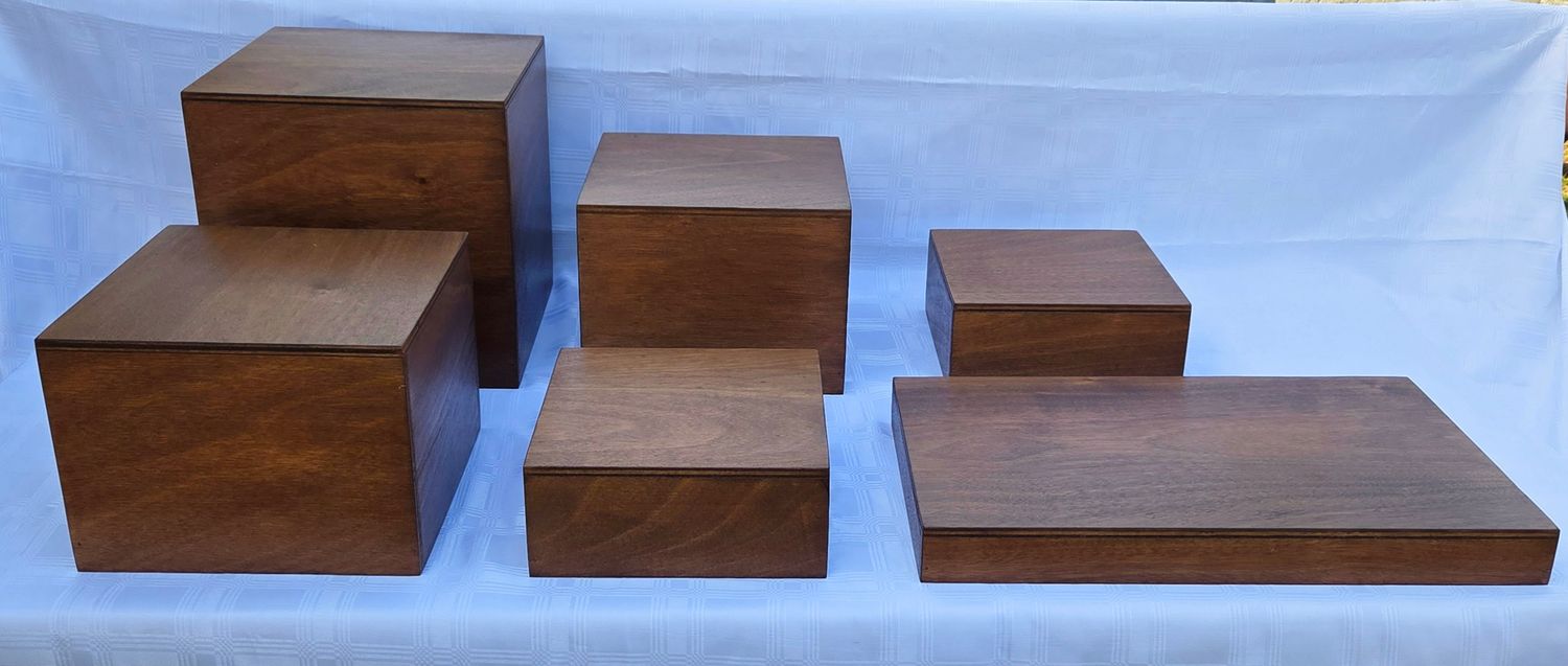 Custom 6 Piece Stained Wooden Display Riser Set  Details in Description