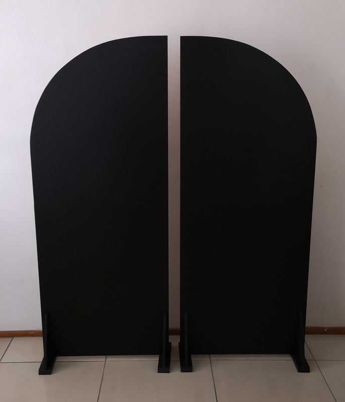 2 Piece Black Wooden Curved Backdrop Set Details in Description