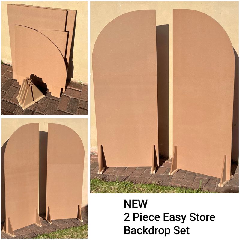 2 Piece Easy Store Plain Wooden Arch Backdrop Set