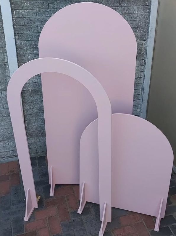 3 Piece Custom Pink Wooden Arch Backdrop Set Details in Description