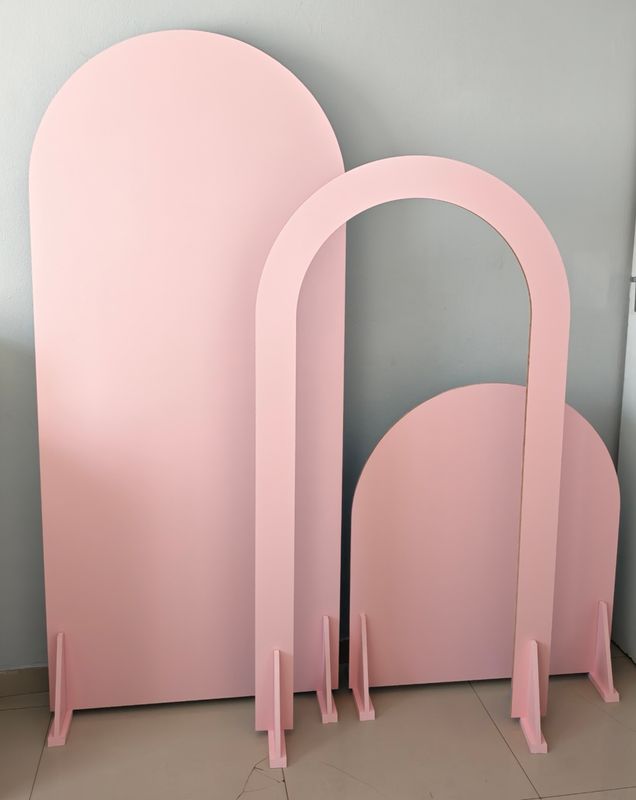 3 Piece Custom Pink Wooden Arch Backdrop Set Details in Description