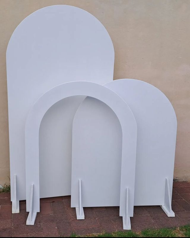 3 Piece Custom White Wooden Arch Backdrop Set Details in Description