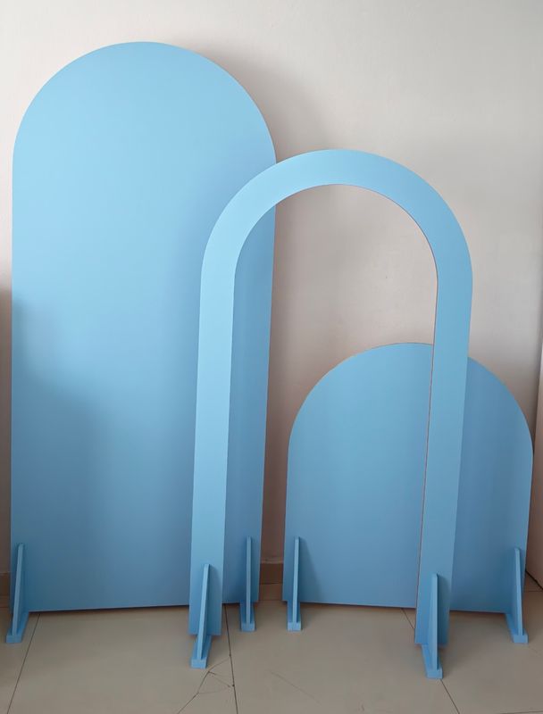 3 Piece Custom Blue Wooden Arch Backdrop Set Details in Description