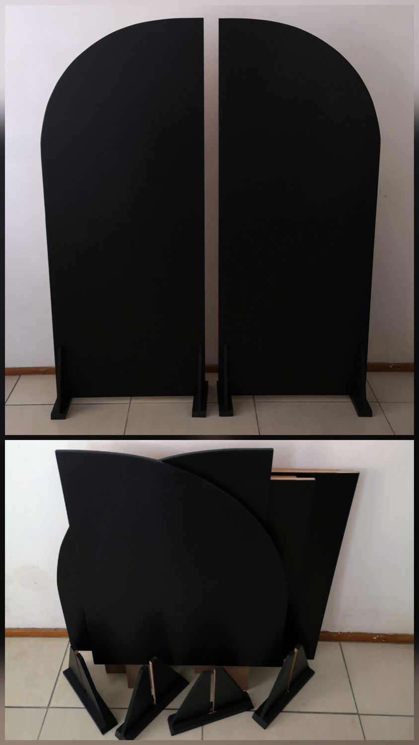 2 Piece Easy Store Wooden Arch Backdrop Set. Various Colours