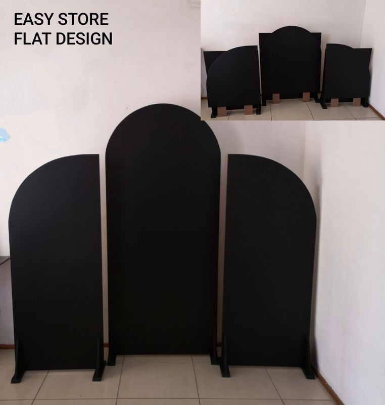 3 Piece Easy Store Black Wooden Arch Backdrop Set