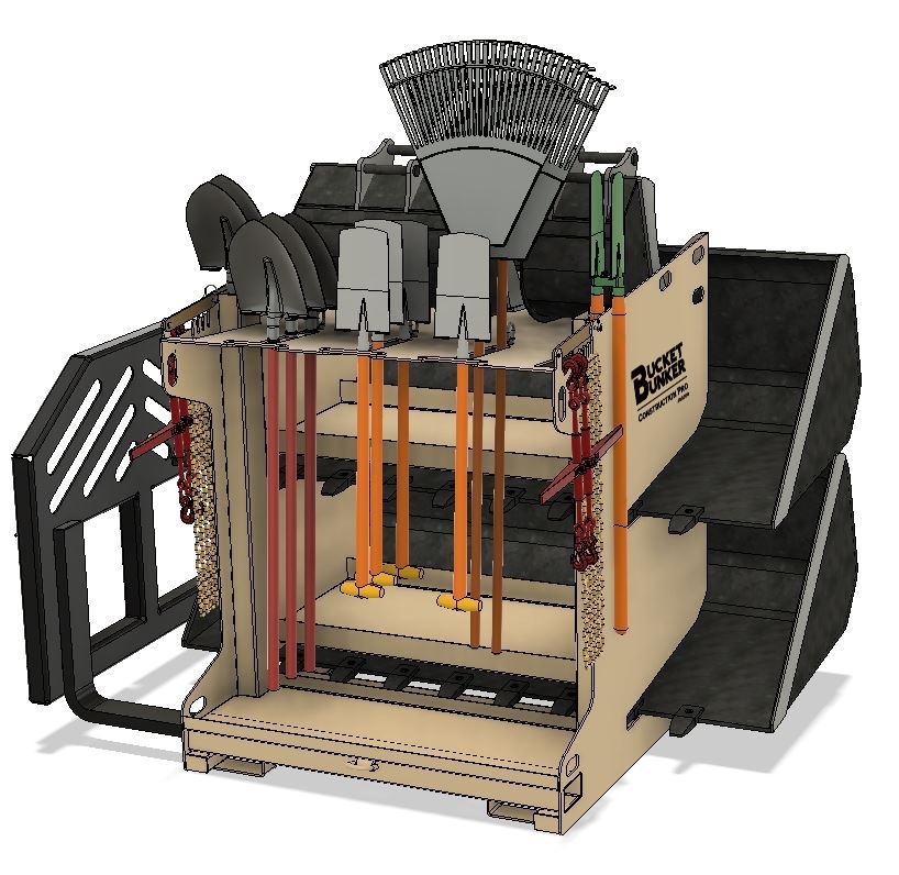 Skid Steer Attachment Rack Bucket Bunker Auger MINI