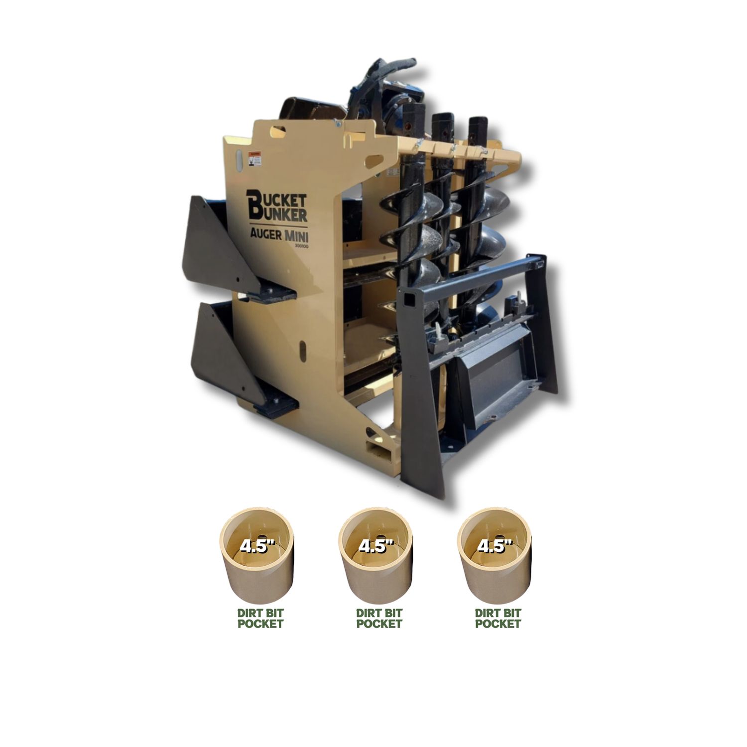 Auger MINI, Interchangeable Auger Bit Pocket Options: Dirt Bit x3