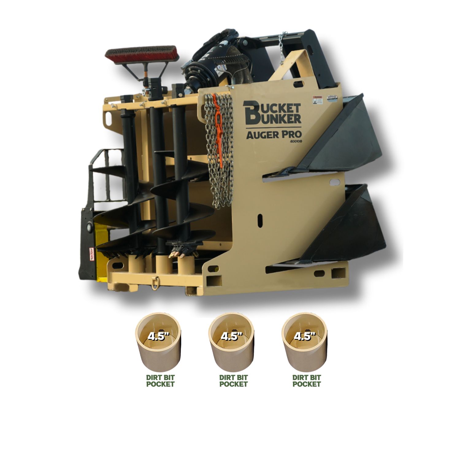 Auger PRO, Interchangeable Auger Bit Pocket Options: Dirt Bit x3