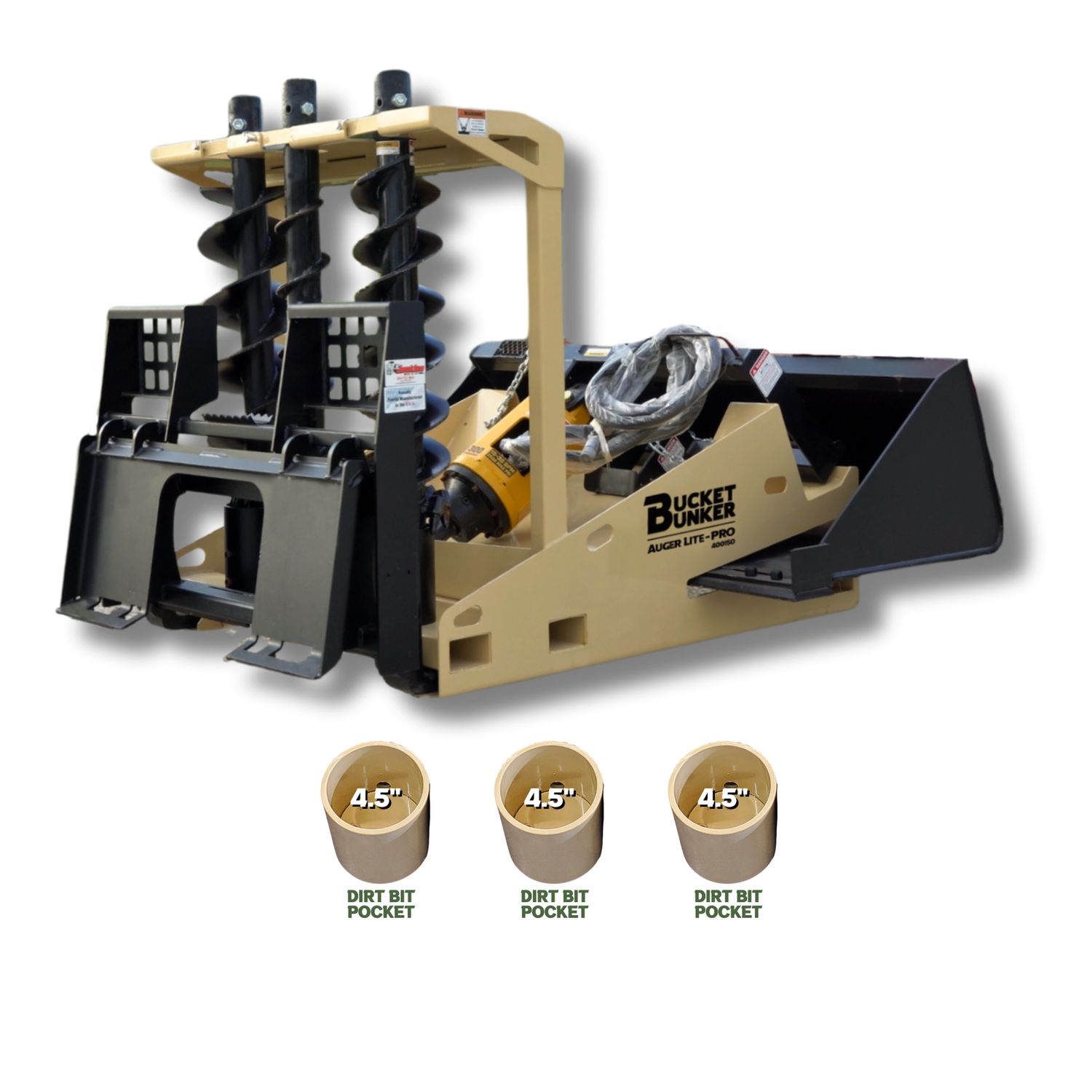 Auger Lite-PRO, Interchangeable Auger Bit Pocket Options: Dirt Bit x3