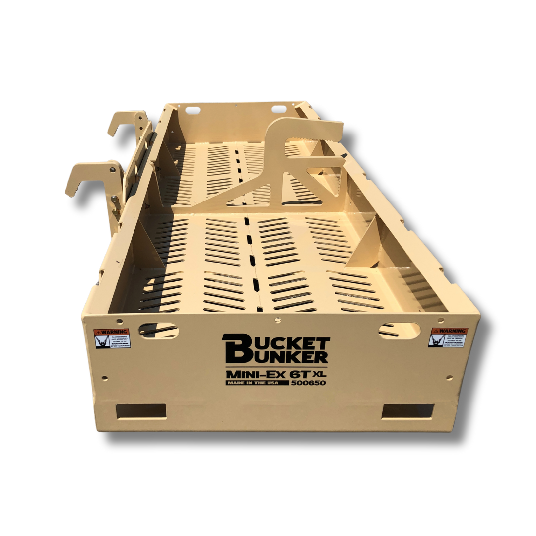 Mini-EX 6T XL™ Attachment Rack | Bucket Bunker®