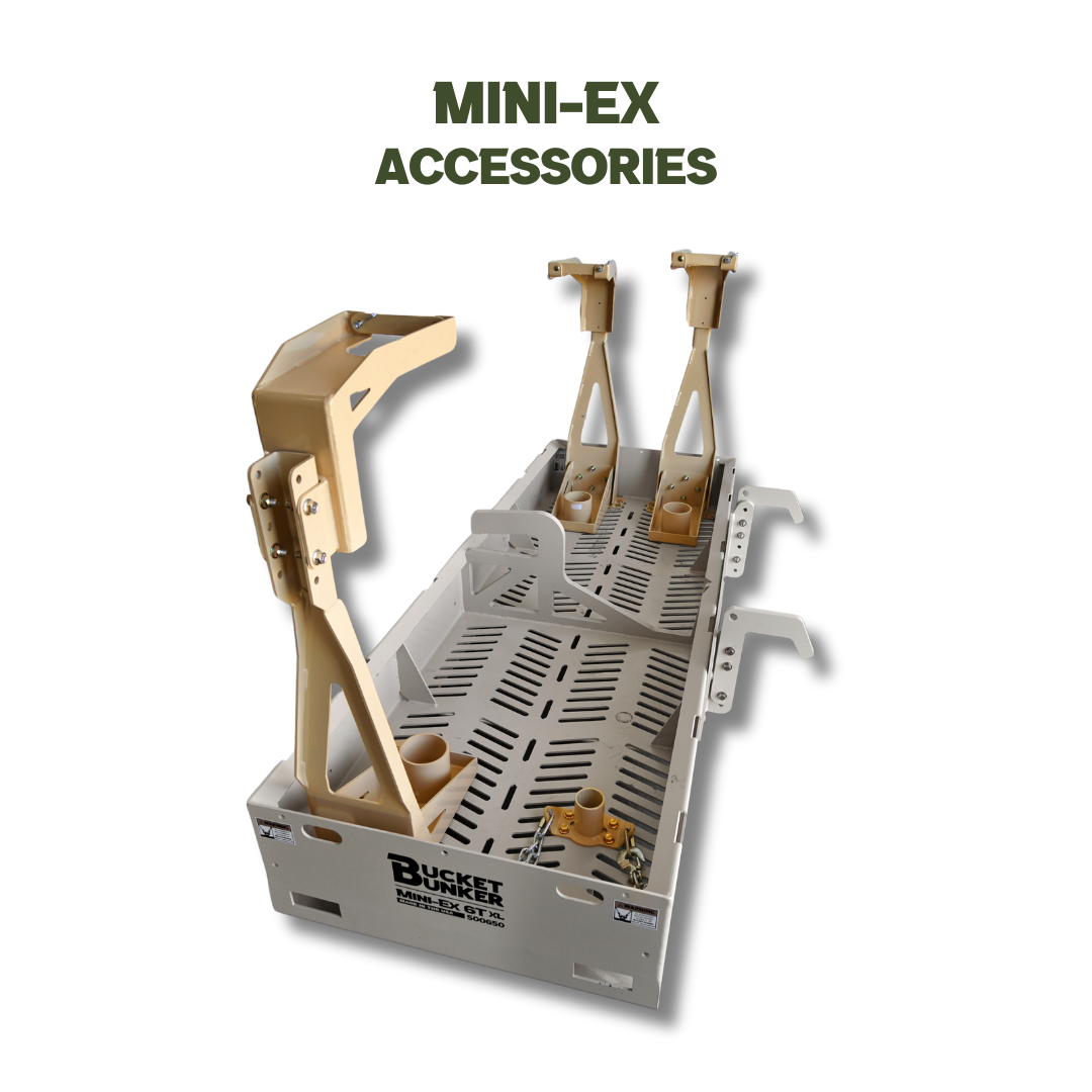 Mini-EX 6T XL™ Attachment Rack | Bucket Bunker®