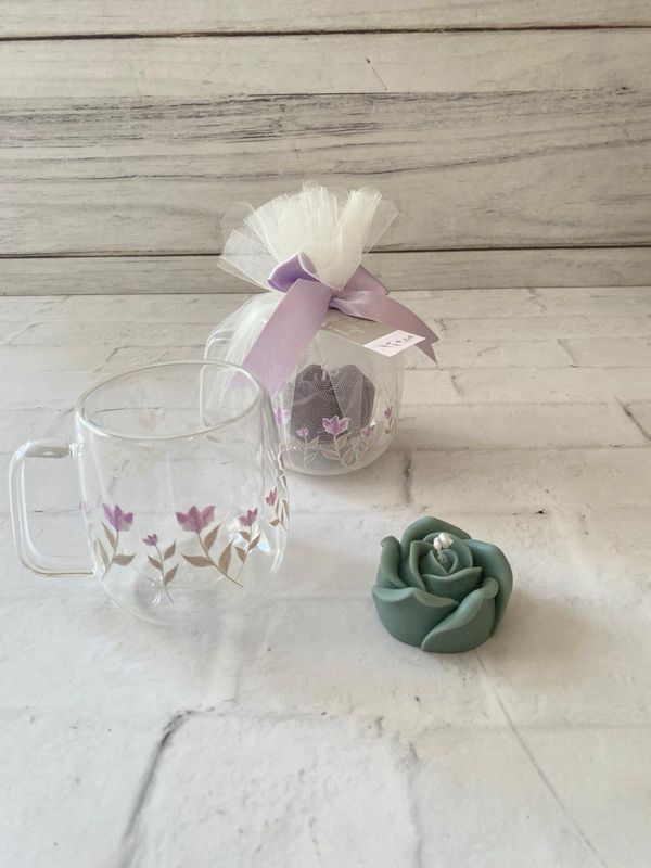 Taza de doble pared con vela de soya