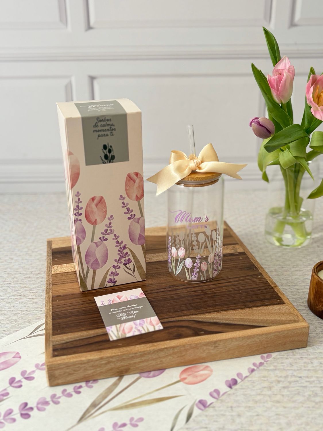 Glass Can con tapa de bambú