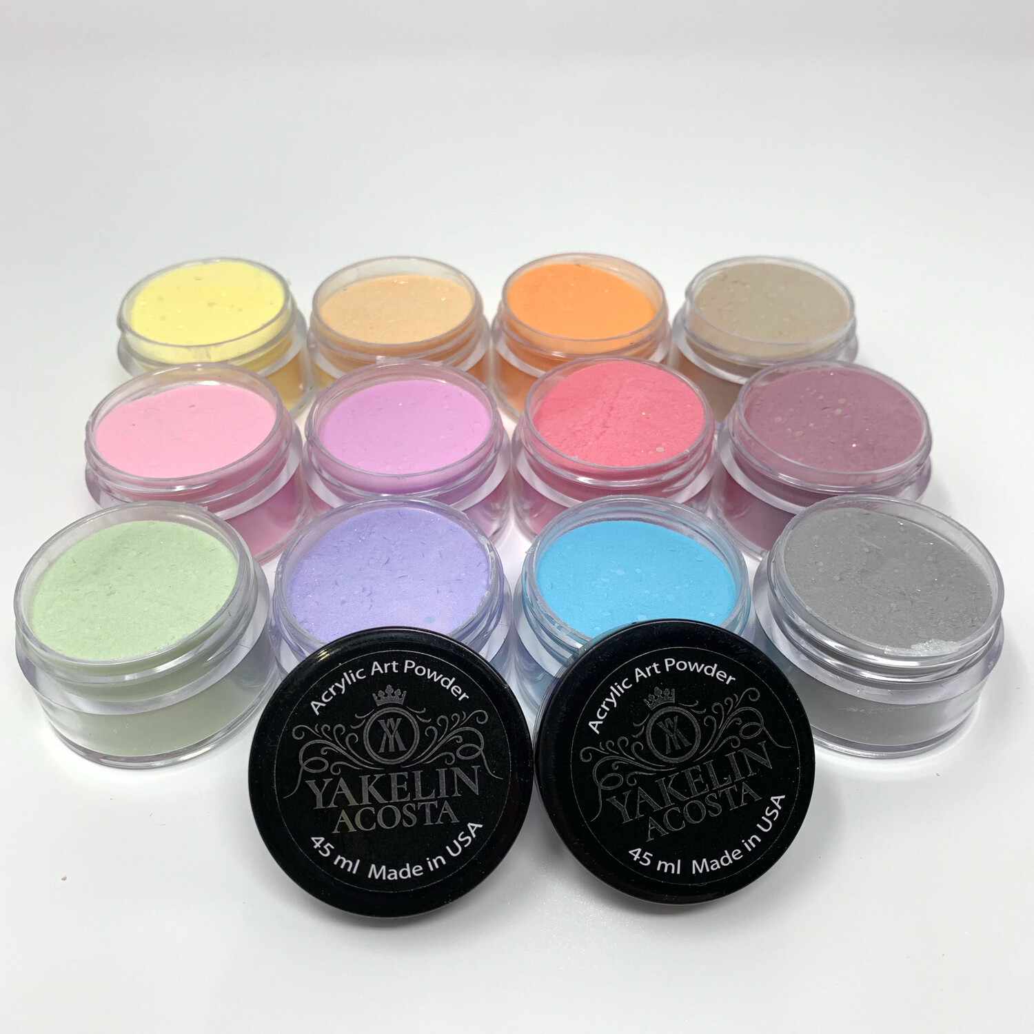 Collection of translucent colors with mixed glitter in different dimensions. 12. 0.5 oz