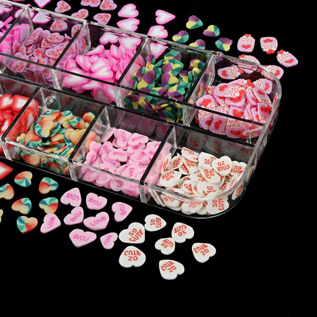 Heart Slices Nail Decorations