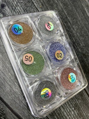 Reflective effect glitter powder 6jars/set/1.5g jar