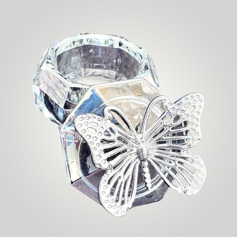 CRYSTAL DAPPEND DISH BUTTERFLY SILVER CRYSTAL DAPPEND DISH BUTTERFLY SILVER