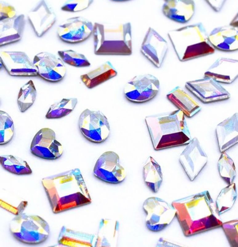 Serinity Flat Back Crystals Non Hotfix Mini Shapes Mix CRYSTAL AB BY SERINITY pack of 30