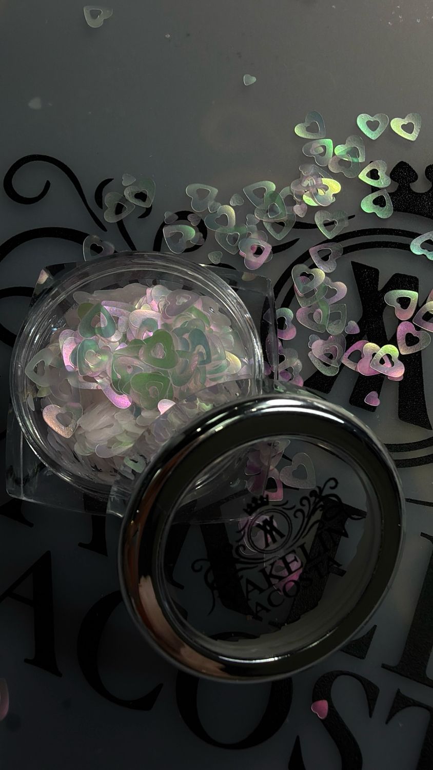 DECORACION CORAZONES HOLOGRAPHIC #2 MIX SIZES   5ML