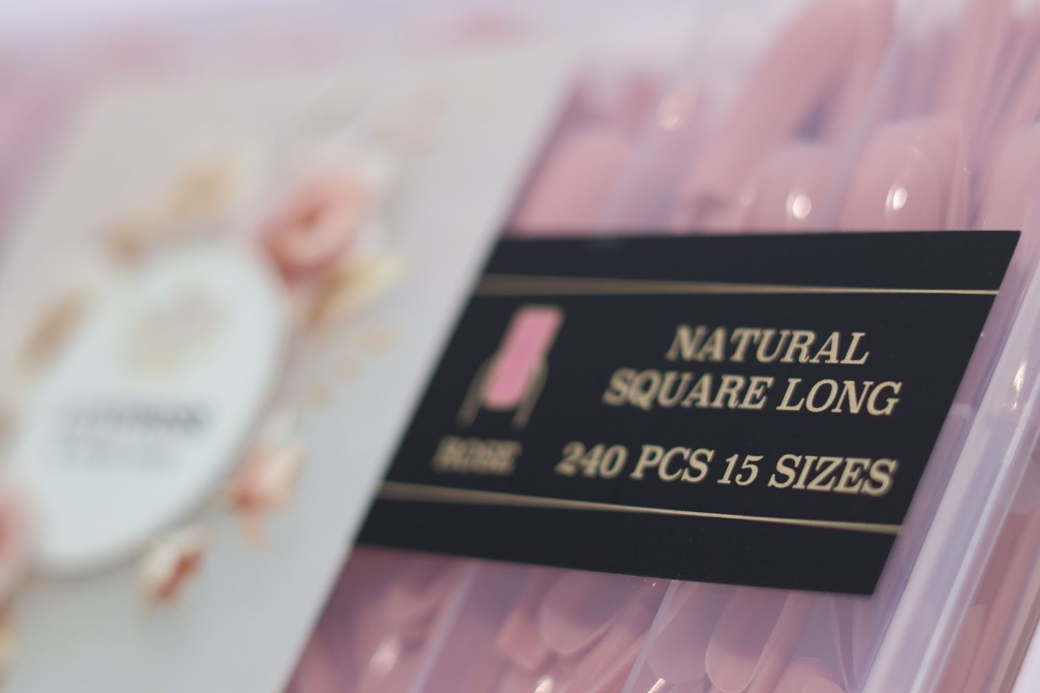 LUXPRESS  NATURAL SQUARE  LONG  COLOR ROSE  240 PCS 15 SIZES