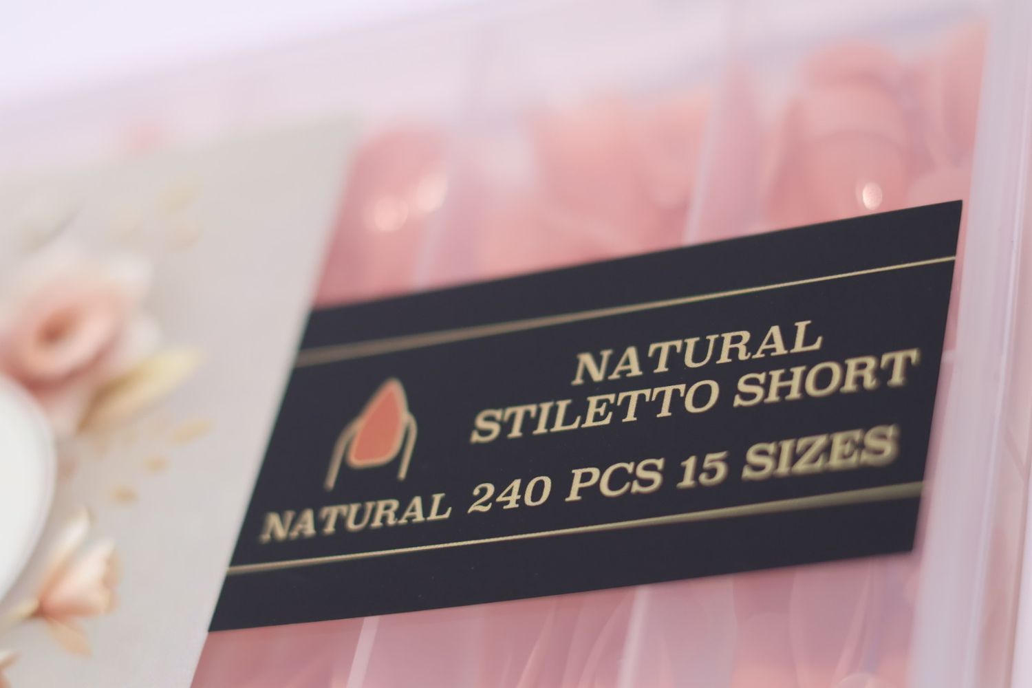 LUXPRESS  NATURAL STILETTO SHORT  COLOR ROSE  240 PCS 15 SIZES