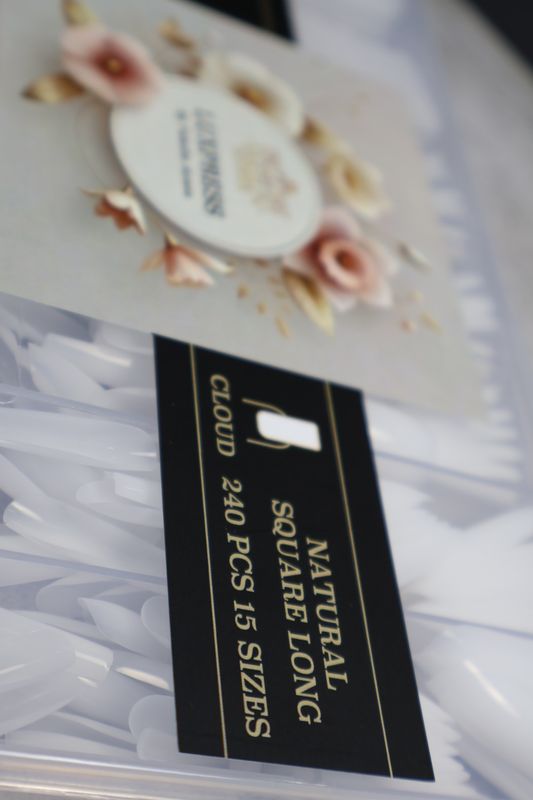 LUXPRESS  NATURAL SQUARE LONG COLOR( CLOUD WHITEB )  240 PCS 15 SIZES