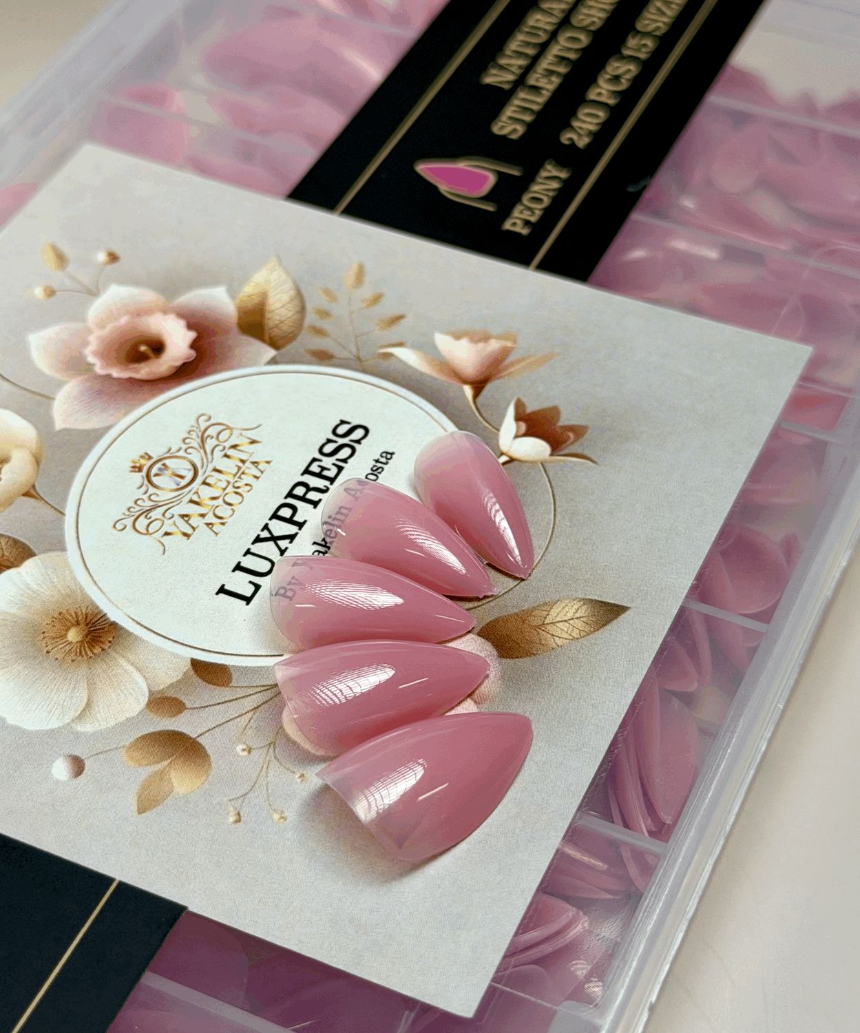 LUXPRESS NATURAL STILETTO SHORT COLOR( PEONY ) 240 PCS 15 SIZES LUXPRESS NATURAL STILETTO SHORT COLOR( PEONY ) 240 PCS 15 SIZES
