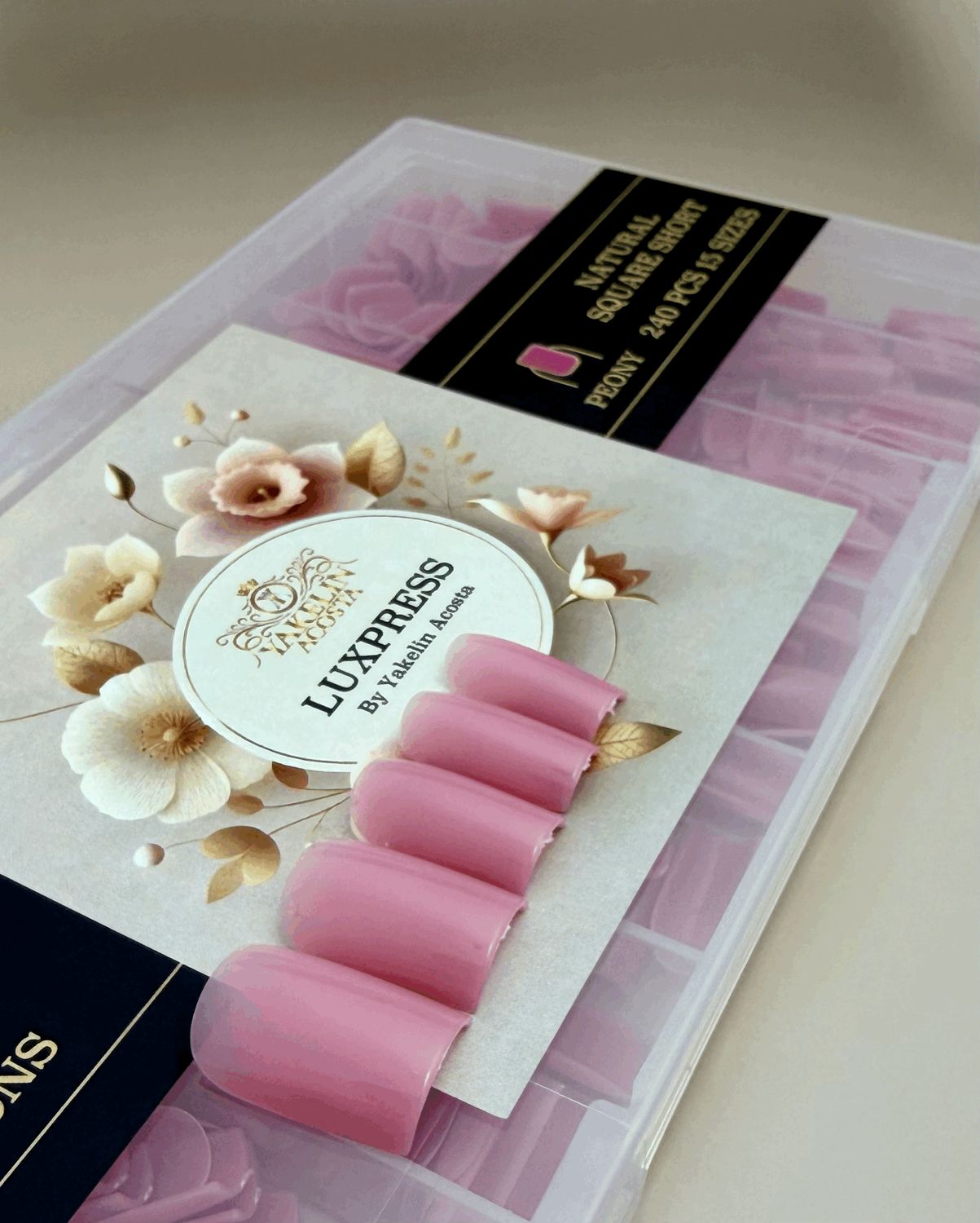 LUXPRESS NATURAL SQUARE SHORT COLOR( PEONY ) 240 PCS 15 SIZES LUXPRESS NATURAL SQUARE SHORT COLOR( PEONY ) 240 PCS 15 SIZES