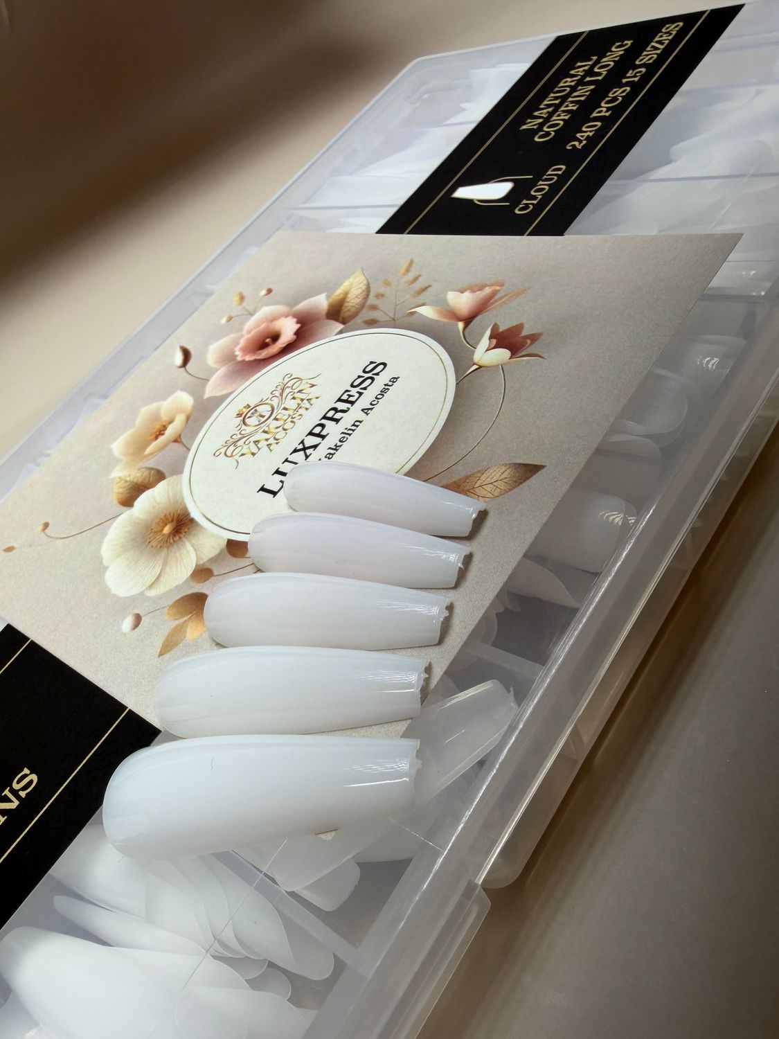 LUXPRESS  NATURAL  COFFIN LONG    COLOR( CLOUD  )  240 PCS 15 SIZES