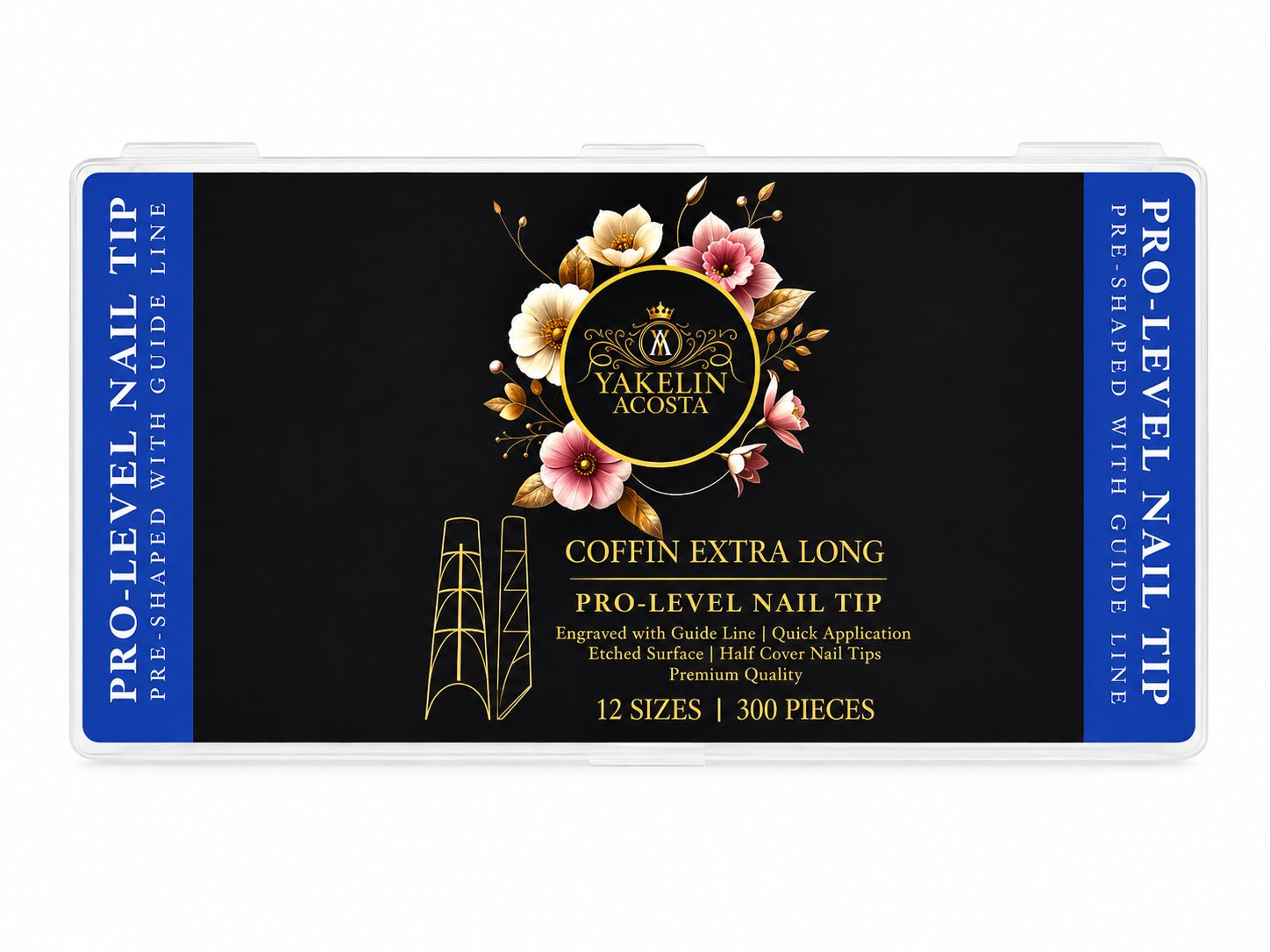 PRO LEVEL TIPS PRE SHAPED WITH GUIDELINES (12 SIZES/300 PCS)