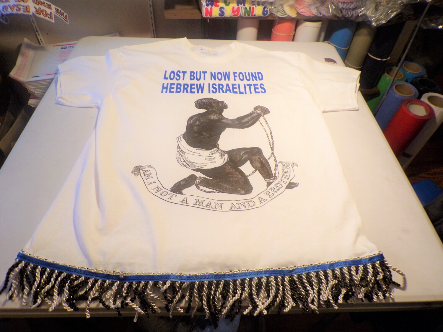 Lost But Now Found Hebrew Israelite 12 Tribes Chart Black/White Fringes