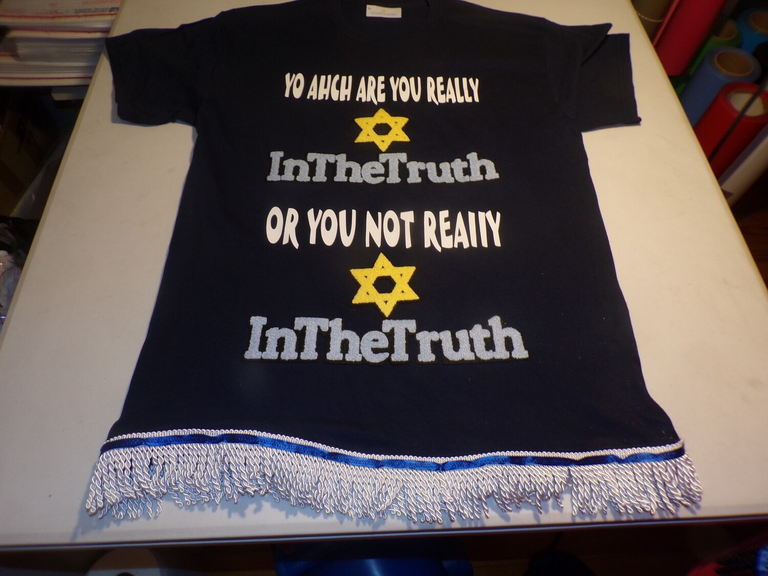 Yo Ahch Are You Really inthetruth Or You Not Really inthetruth Navy Blue White Fringes