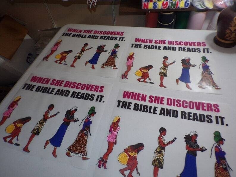When She Discovers The Bible and Reads It Black Writing SALE LIMITED TIME