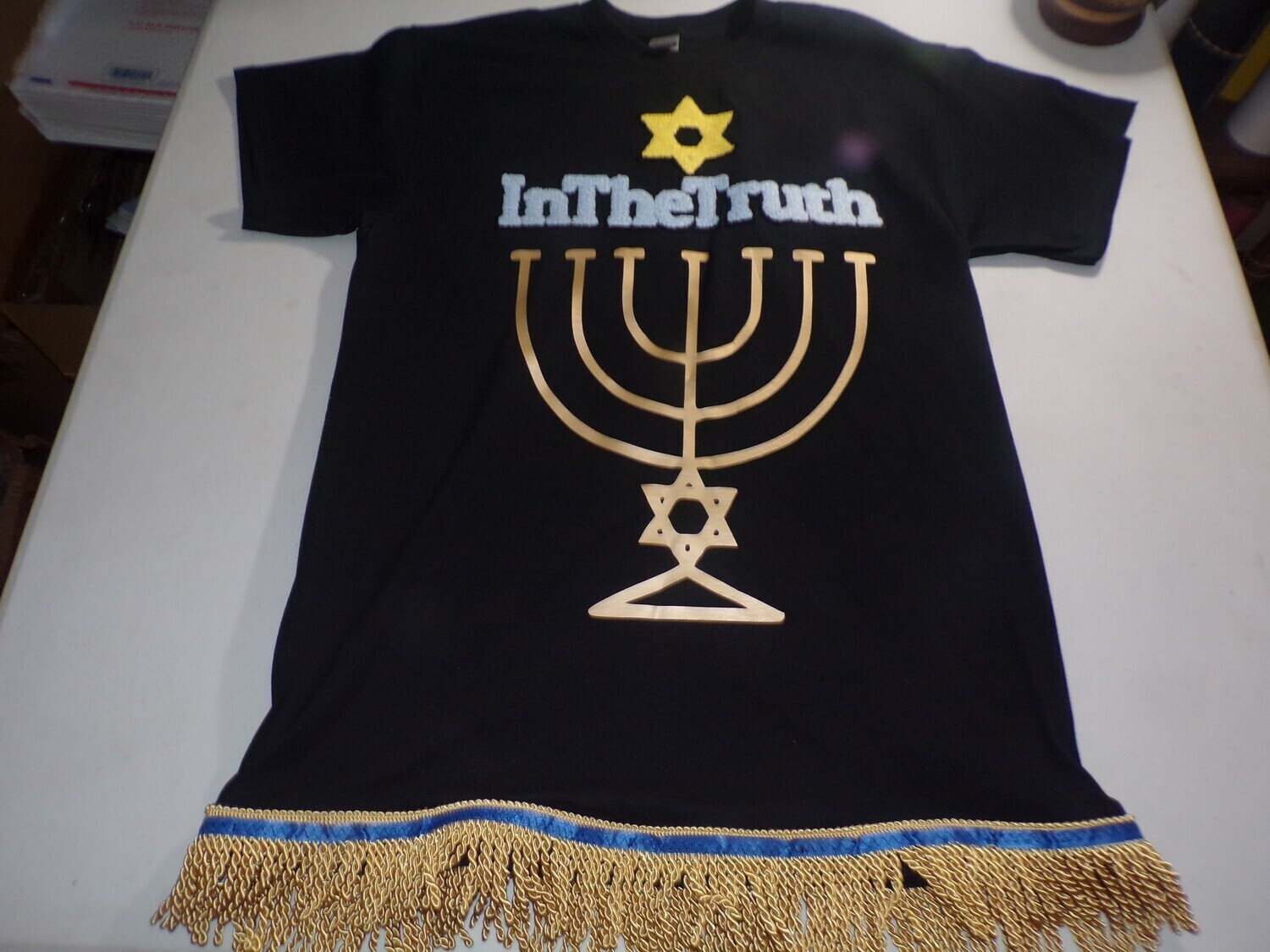 Inthetruth Menorah front 12 back sky blue