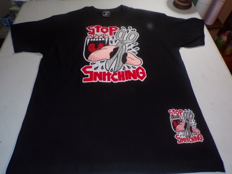 Exclusive Stop Snitching The Scissor Cut Patch 2 PC Set Tee Shirt